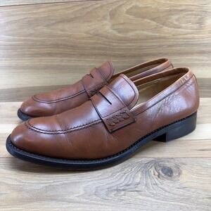 Jack Erwin Penny Loafers 8.5 9 Mens Brown Leather Dress Shoes